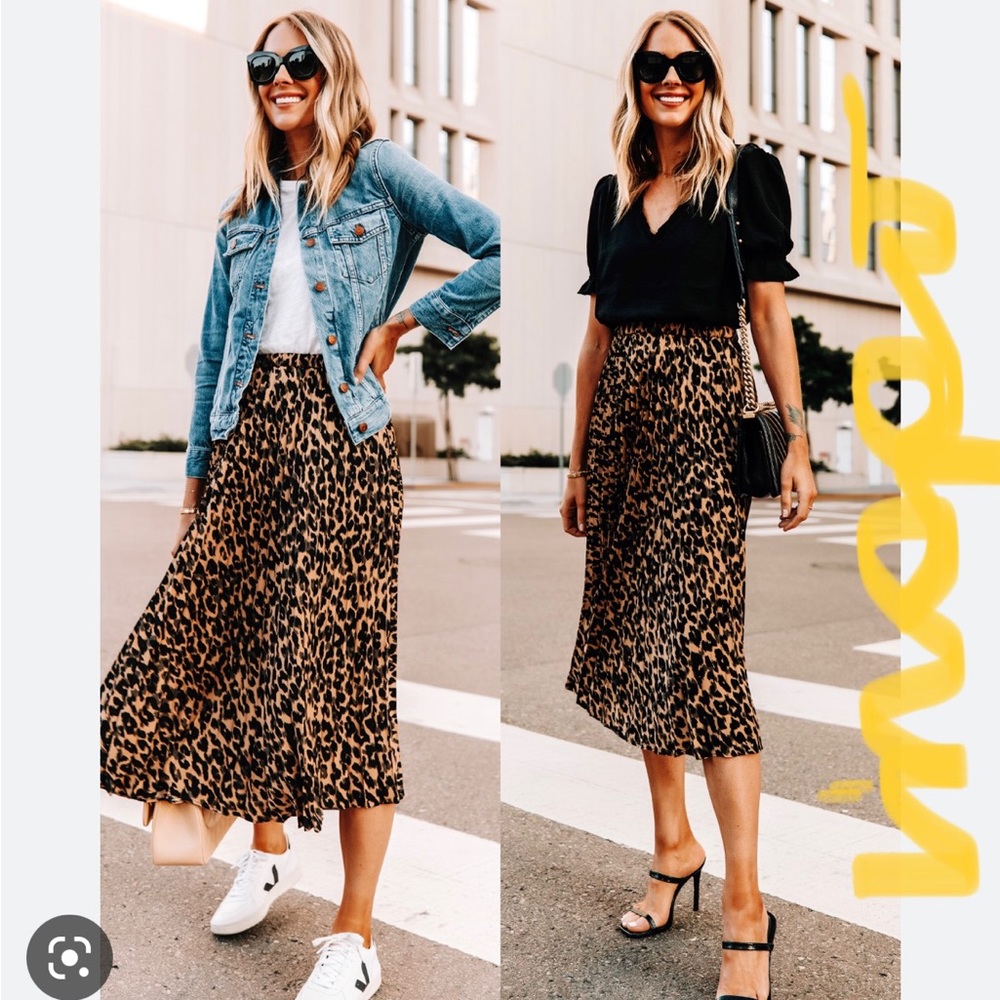 EUC J Crew leopard cheetah print pleated midi skirt, size 2